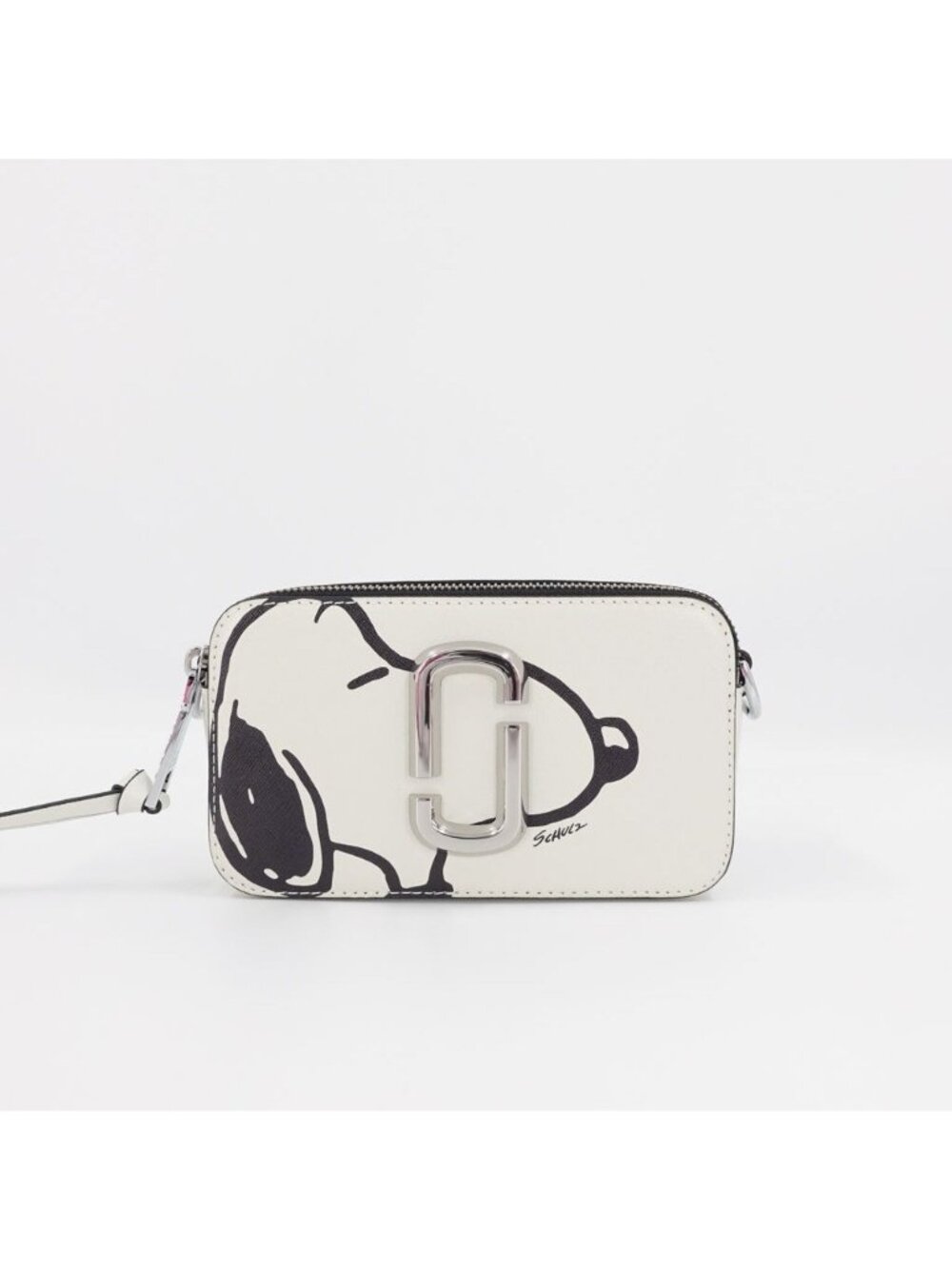 Marc Jacobs x Peanuts Snoopy The Snapshot Logo Plaque Crossbody Bag White OS